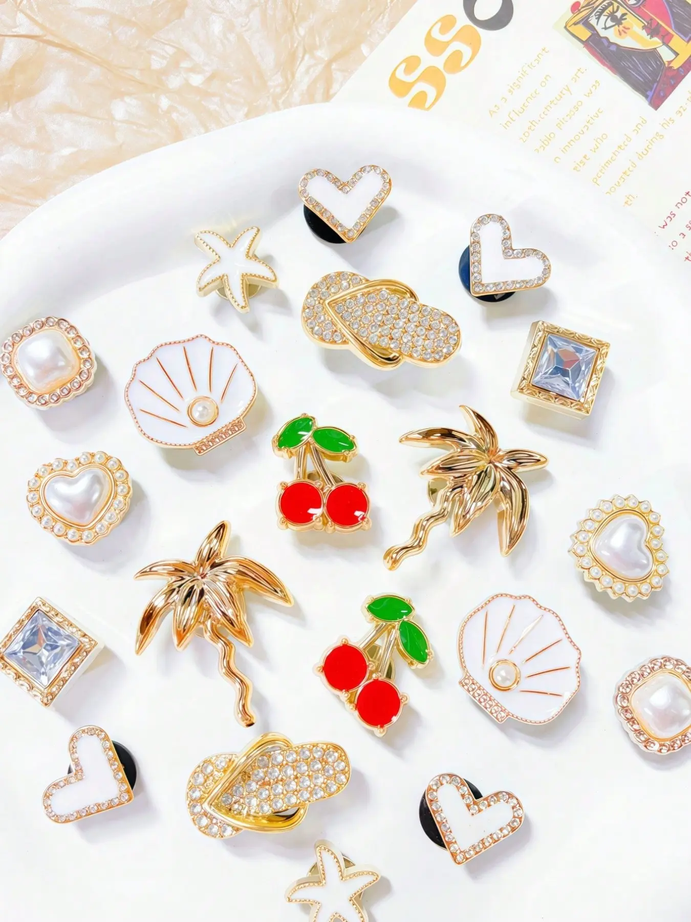 20pcs Shoe Accessories, Cherry, Shell, Pearl Heart, Sandal, Starfish Decorations, DIY Footwear Embellishments, Shoe Embellishment Set, shoe decoration charms, Perfect Gift