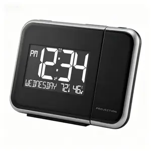 Alarm Clock with Projection Display Indoor Temperature Clock for Bedroom Digital Atomic Clock with Thermometer