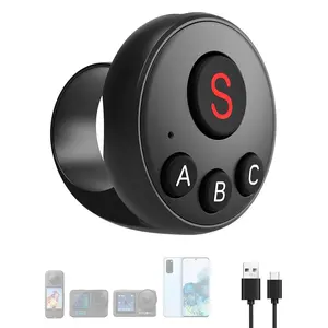 Wireless Camera Remote Control for GoPro 10/11/12/13, Insta360, DJI Action, Rechargeable Action Camera Remote Control, Use 24 Hours, Ring Selfie Remote Control for iOS/Android Phone, Smartphone