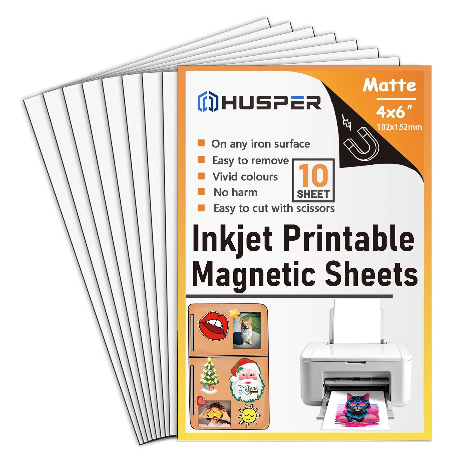 10pcs Printable Magnetic Sheets, 4r(4x6inch) Flexible Magnet Sheets, Matte Magnet Paper, Non Adhesive, DIY Crafts, Inkjet Printer Compatible