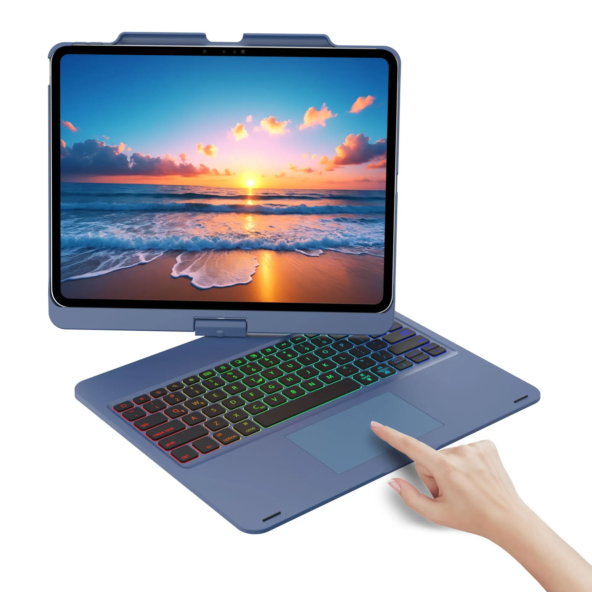 Swivel Keyboard Case for iPad Air/pro 13" & Pro 12.9", 360° Rotatable Cover, Pencil Holder, Trackpad, Backlit, 3rd-6th Gen, Tablet Keyboard