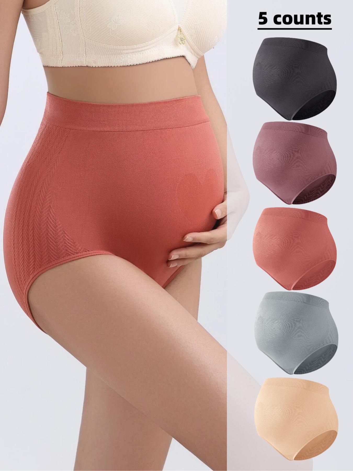 Maternity Solid Color High Waist Panty, Soft Comfy Breathable Seamless Pregnancy Knicker for Daily Wear, Maternity Underwear for All Seasons, Maternity Supplies