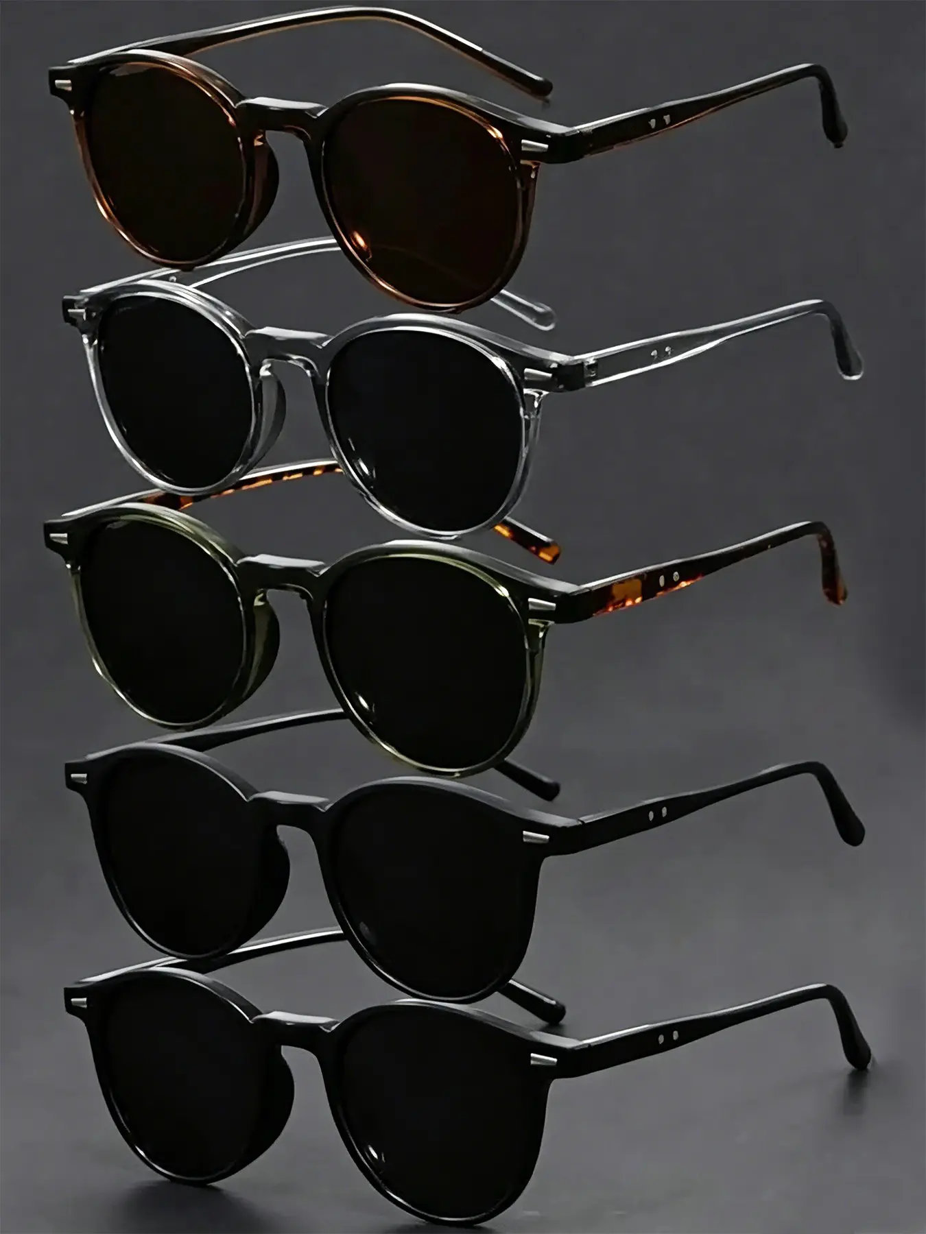 5 Pcs Unisex Retro Round Sunglasses for Outdoor, Vacation and Driving 5 Pcs Unisex Retro Round Sunglasses for Outdoor, Vacation and Driving