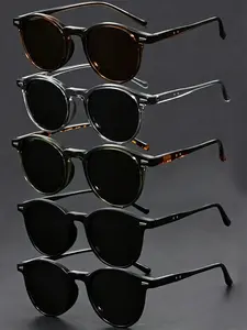 5 Pcs Unisex Round Casual Sunglasses, Classic Colors, Retro Fashion, High-Quality, Outdoor Party, Vacation, Driving, Gift Option