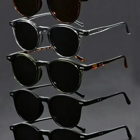 5 Pcs Unisex Retro Round Sunglasses for Outdoor, Vacation and Driving Round Shades