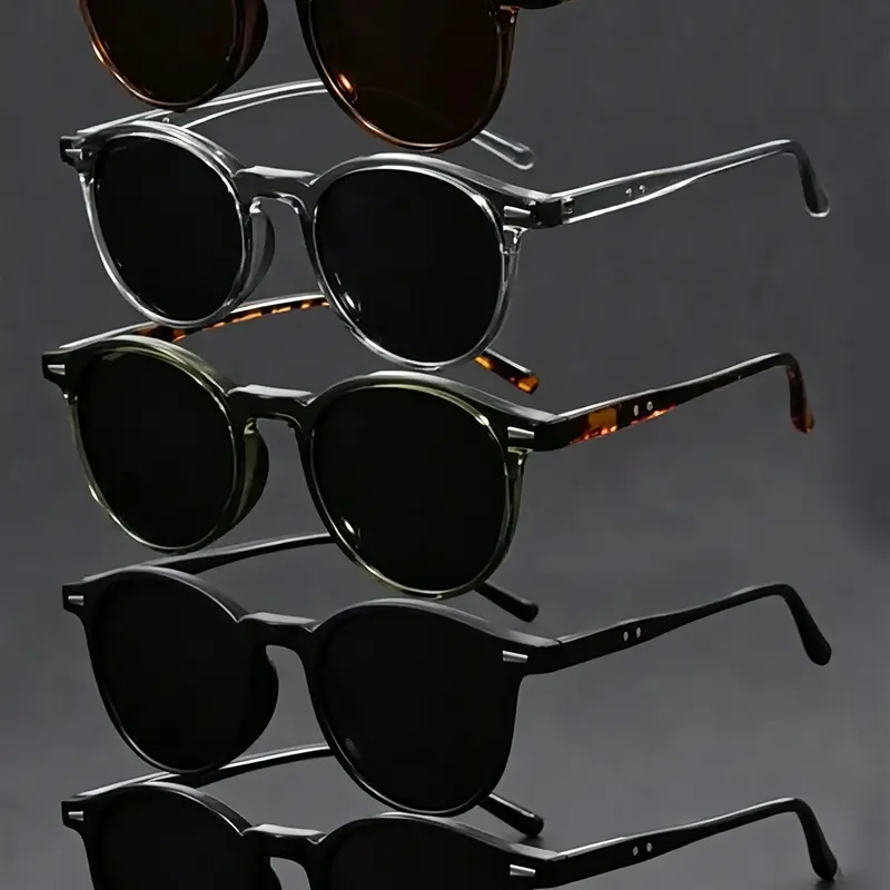 5 Pcs Unisex Retro Round Sunglasses for Outdoor, Vacation and Driving Round Shades