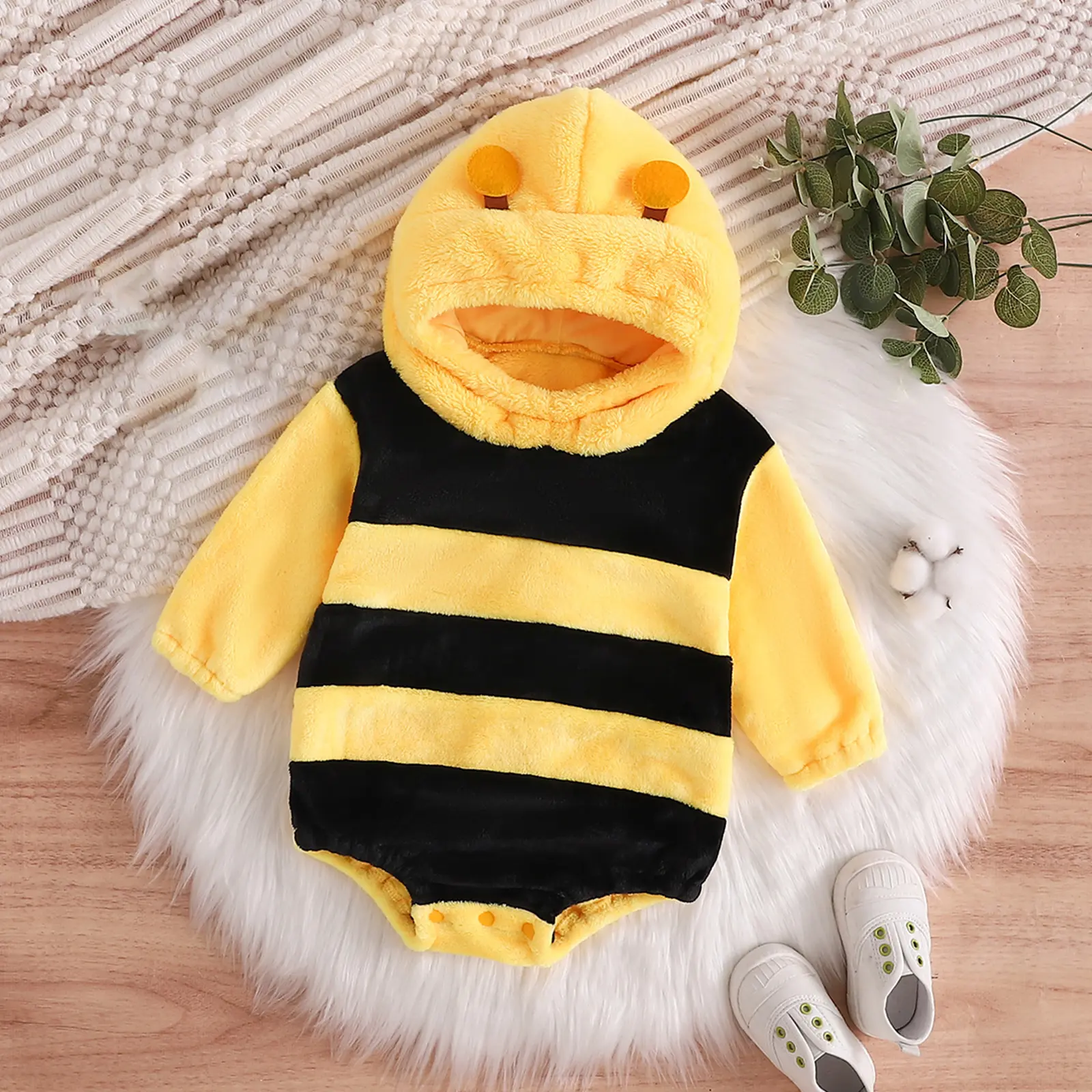 Infant Boy Girl Halloween Animal Costume Newborn Baby Flannel Hooded Rompers Holiday Fall Winter Fleece Bodysuit