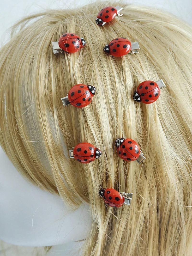 10pcs Ladybug Hair Clips for Girls, Non-Slip Hair Barrettes, Fun Animal Hair Accessories for Back to School, Stylish Hair Decoration Clips