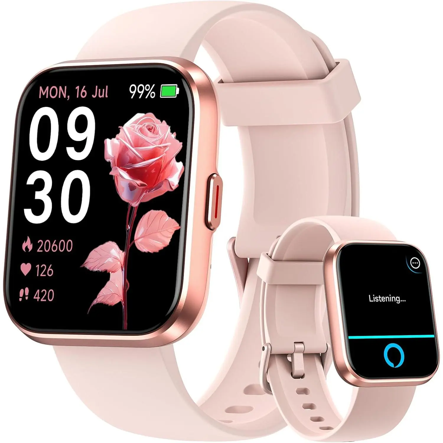 Smart Watches for Women Android iPhone, 1.8'' Women Smartwatch with Alexa Built-in, Bluetooth Calls, IP68 Waterproof, 7 Days Battery, Heart Rate/Sleep/SpO2 Monitor, 110 Sports Mode