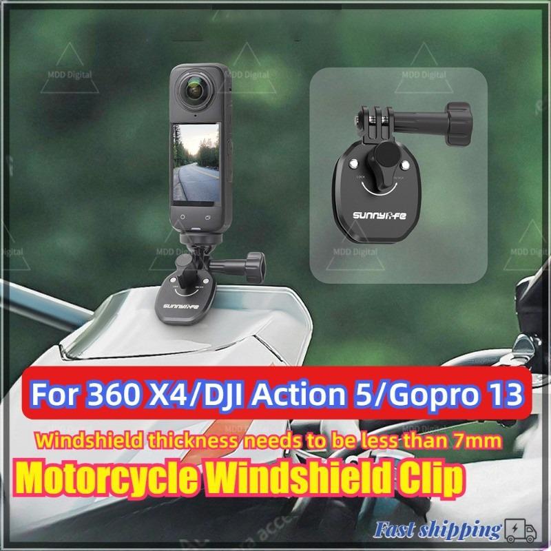 Motorcycle Windshield Clip For Insta360 X4 Ace Pro 2 DJI Action 5 PRO Phone GoPro 13 12 Action Camera Aluminum Alloy Mount Clip Motorcycle Windshield Clip For Insta360 X4 Ace Pro 2 DJI Action 5 PRO Phone GoPro 13 12 Action Camera Aluminum Alloy Mount Clip