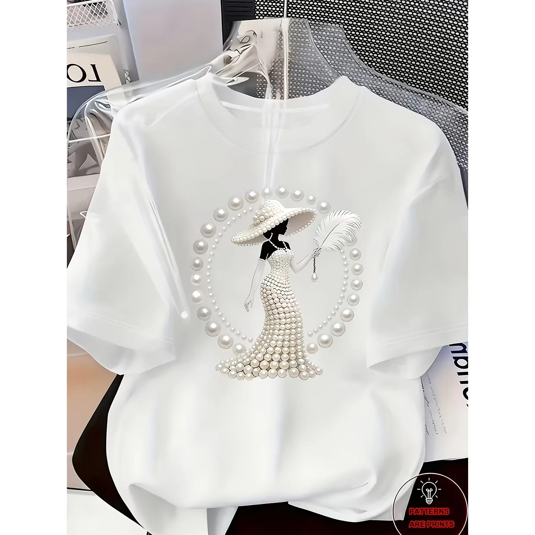 Women's All-Seasons Short-Sleeve Cotton Knit T-Shirt - Round Neck, Regular Cut, Medium Stretch, Opaque Fabric, Machine Washable, Expandable, Versatile Casual Basic Top