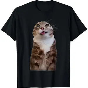 Cotton Graphic Tees Streetwear Gifts Rigby Cat Funny Rigby Cat Meme Rigby Cat Silly Cat Trendy T-Shirt Casual Soft Breathable,Men's,Printed