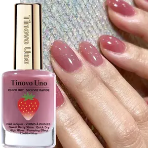 Tinovo Uno 4-in-1 Sweet Berry Fingernail Polish 12ml, Quick Dry, No UV, High Gloss Plumping Effect, Long Lasting, Multifunction Nail Strengthener & Hardener, Improves Yellow, Brittle & Weak Nails, All-Day Wear, Great Mother's Day Gift