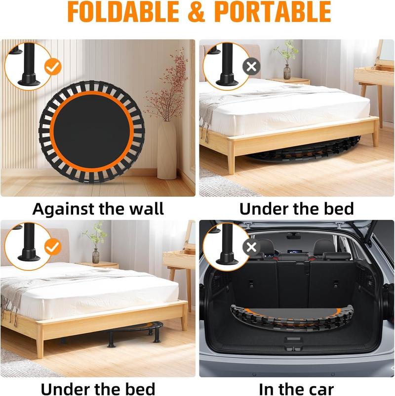 40"/48" Foldable Mini Trampoline Load 330lbs, Portable Exercise Rebounder with Durable Bungee Band, Fitness Trampoline for Adults and 40"/48" Foldable Mini Trampoline Load 330lbs, Portable Exercise Rebounder with Durable Bungee Band, Fitness Trampoline for Adults and