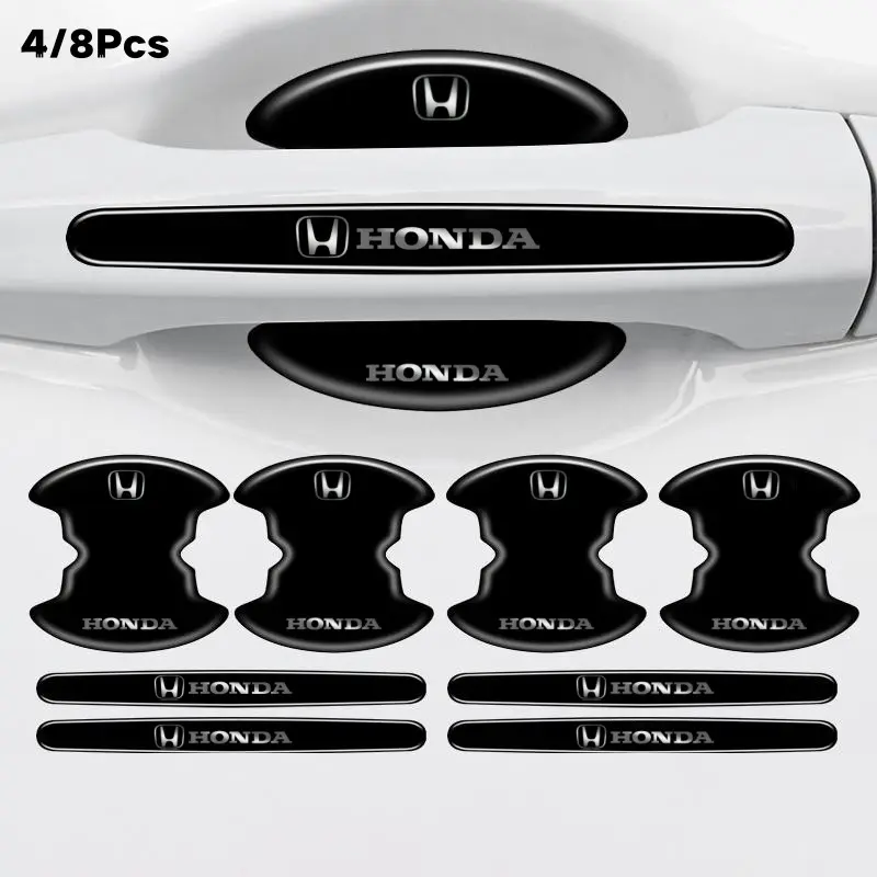 4/8 Pcs Car Door Handle Bowl Protective Stickers, Anti-Collision Decal, Compatible with Honda Civic, Crv, Hrv, Accord, Jazz, Insight, Car Decals