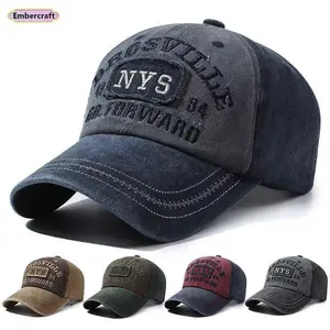 Unisex Vintage Washed Cotton Denim Trucker Dad Cap - Curved Brim, Adjustable Metal Buckle, Lightweight Breathable Sun Protection for Outdoor, Casual Wear (Mens Hats, Women's Trucker Hat)