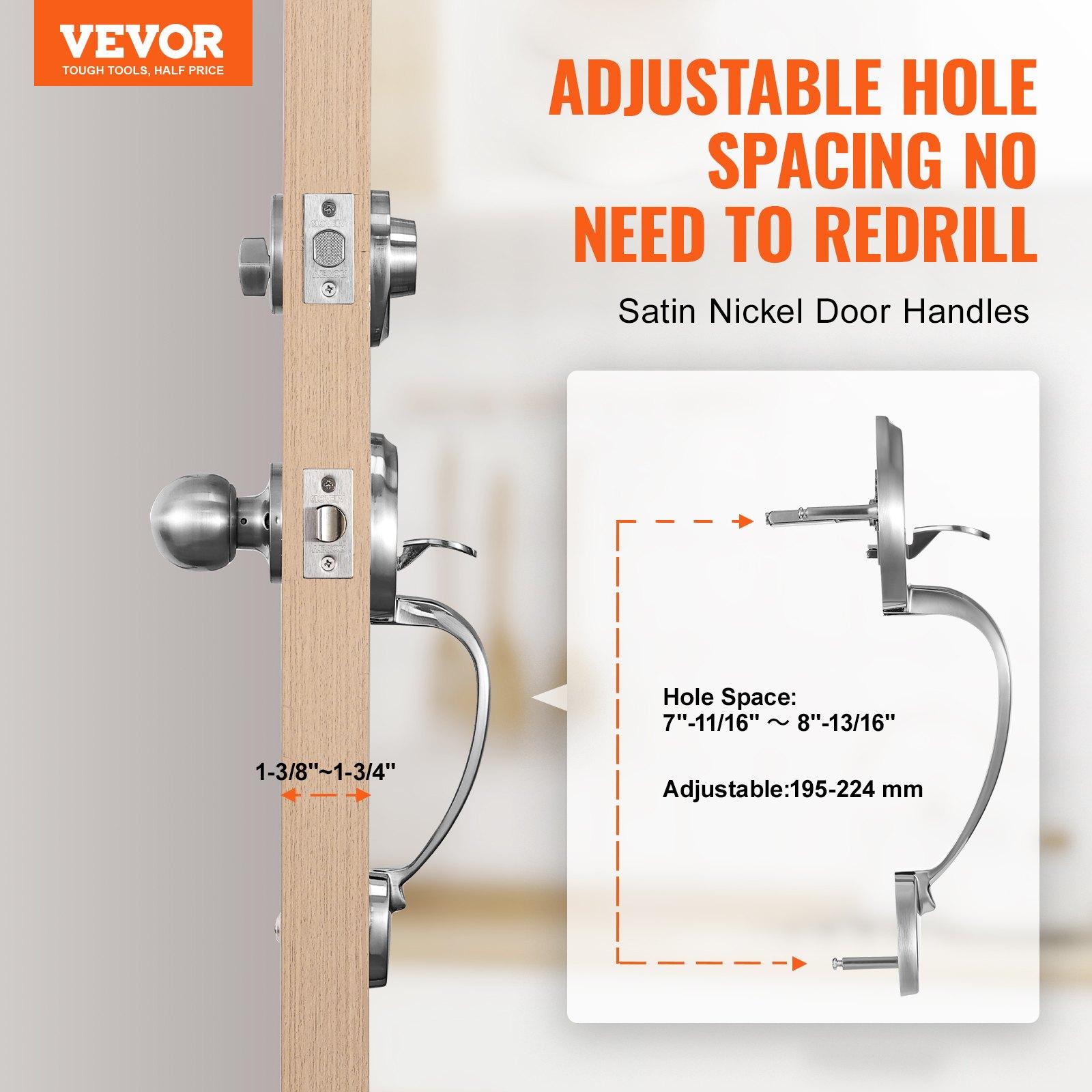 VEVOR Front Door Handle and Deadbolt Set, Satin Nickel Front Door Lock ...