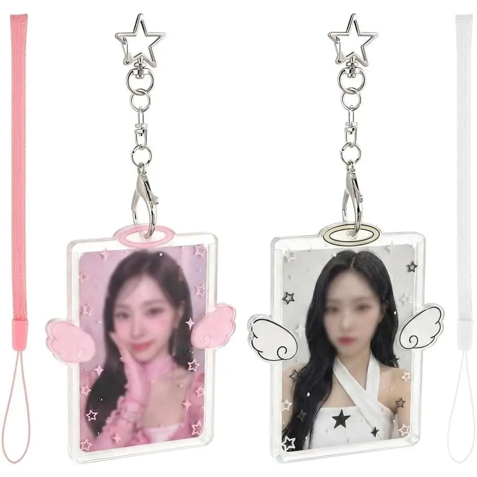 Wing-Shaped Photocard Holder , 2 count K-pop Photo Card Holder, Clear  Protective Photocards Holders for Trading Cards, ID Badges, Cute K-pop Merch  for Fans