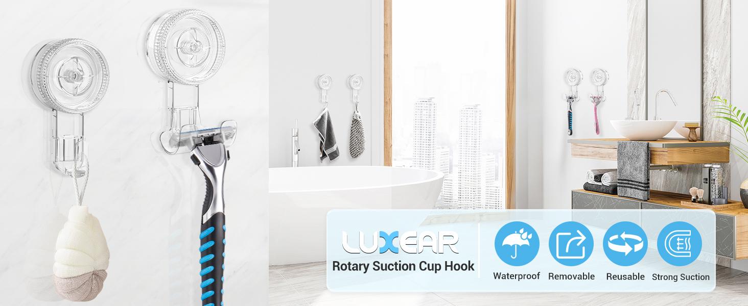 Suction,4 Pack 2razor 2 Single Hook Clear Removable & Reusable Vacuum Suction Hanger Waterproof Hanger Hook for Bathrobe Loofah