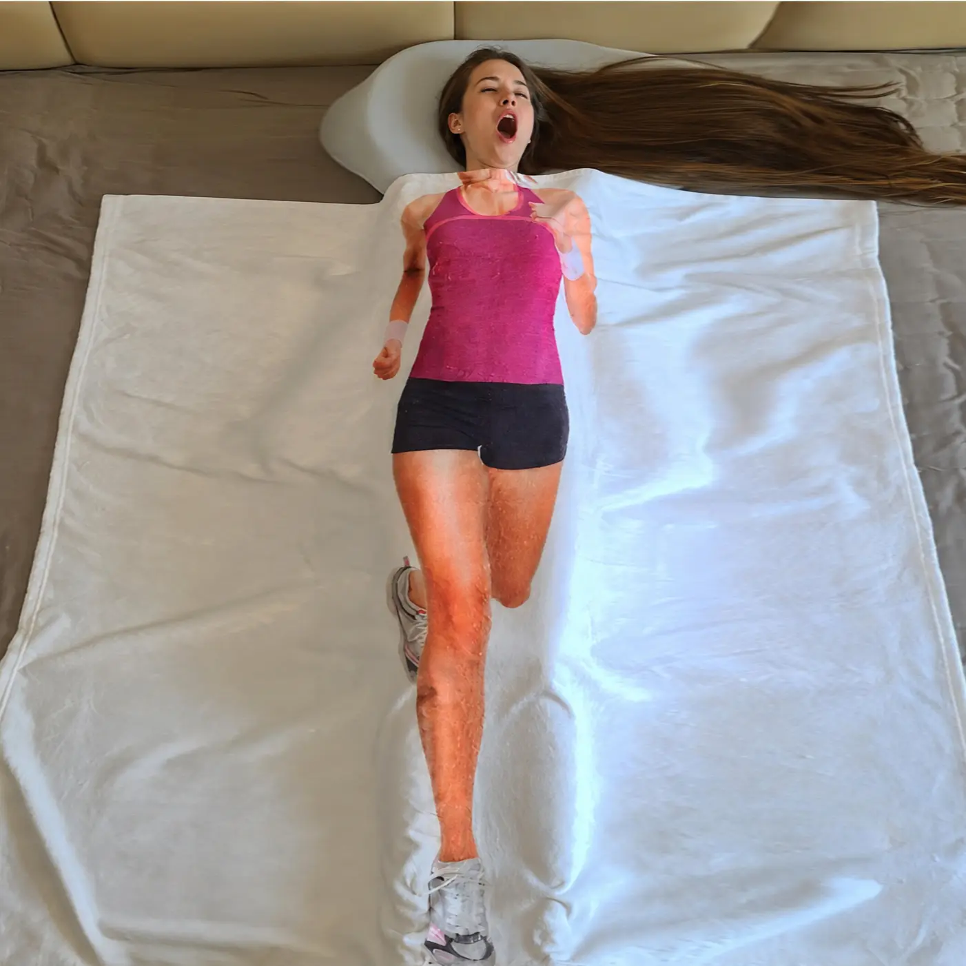 Funny Fitness Flannel Cloth Throw Blanket - Breathable, Humorous Vibe, Viral Print, Suitable for Outdoor/AC Room Camping & Hiking Sleeping Gear