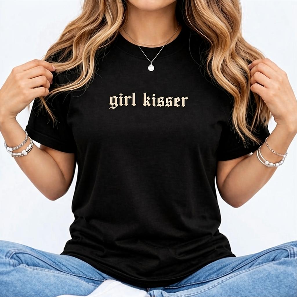 MAPTEES Girl Kisser Comfort Colors Shirt, Funny Lesbian Graphic Tee, LGBTQ Pride T-shirt, Queer Summer Outfits, Subtle Pride Clothing