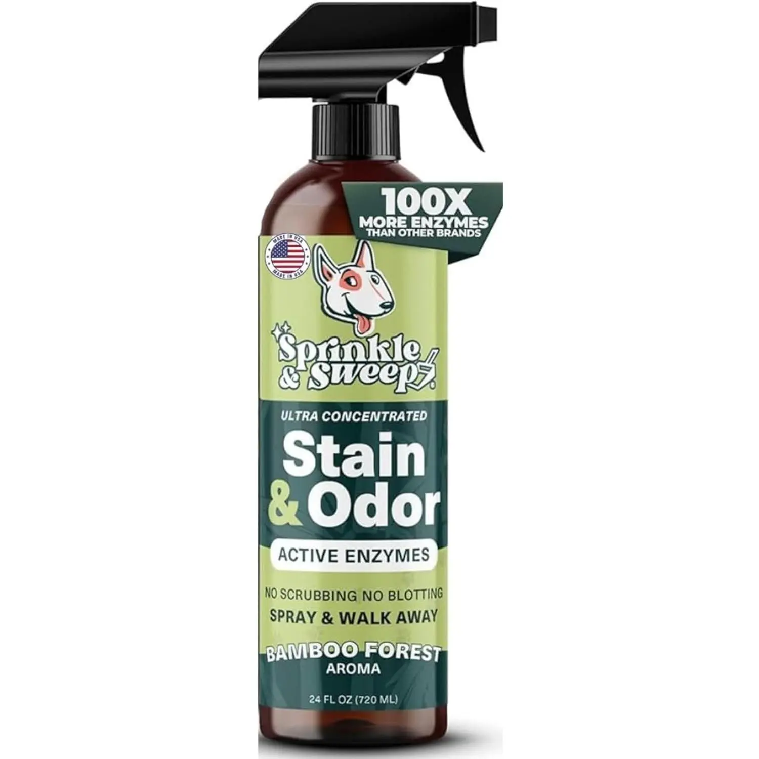 Pet Stain & Odor Enzyme Spray 24oz No Scrubbing Concentrated Formula Dog & Cat Urine Mess Destroyer Carpet Spot Cleaning