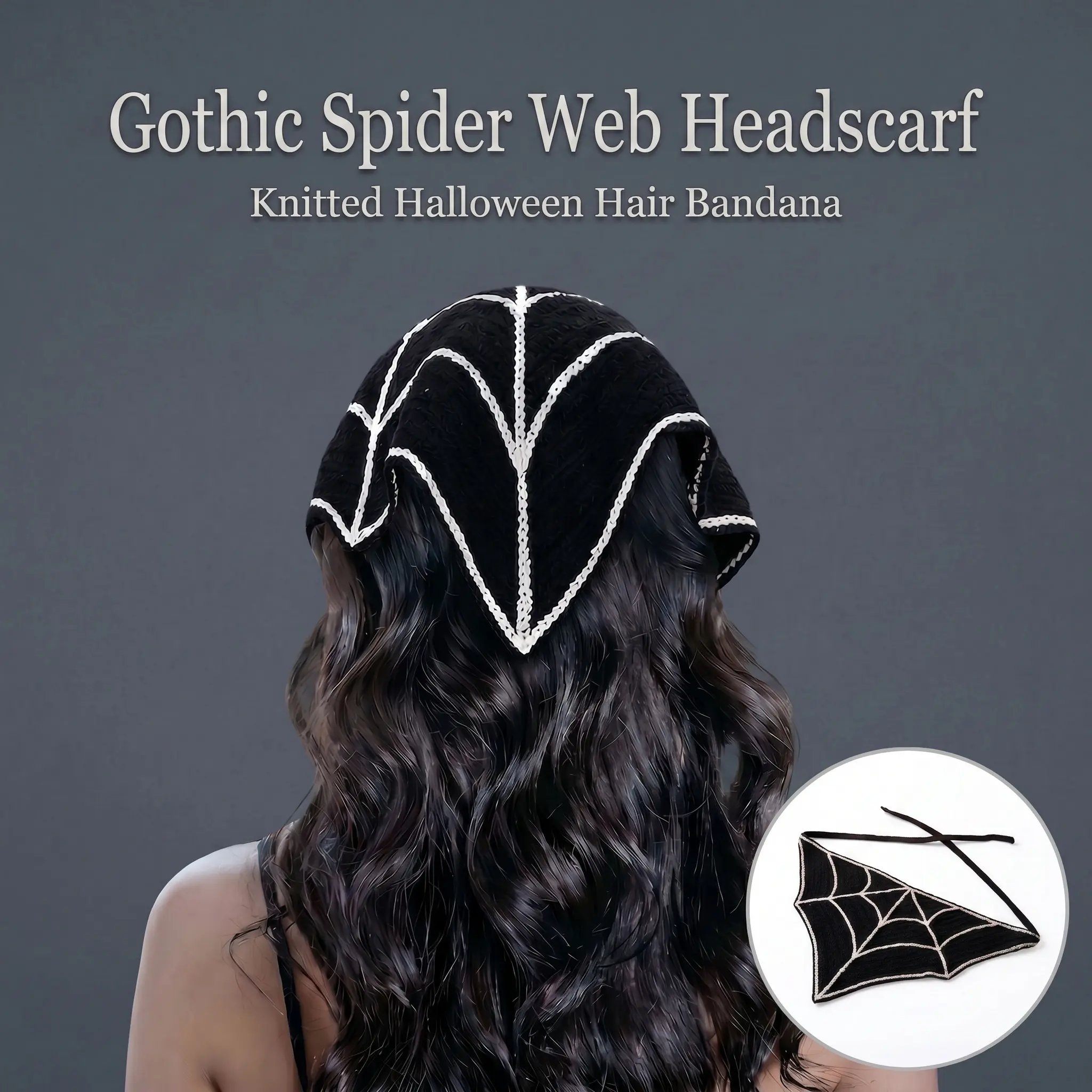 Halloween Themed Crochet Spider Web Design Hair Band & Hair Scarf, Crochet Headband, Hairband, Cute Hair Accessories for Women & Girls, Vintage Elegant Hair Band for Daily & Holiday Party Use-YY0