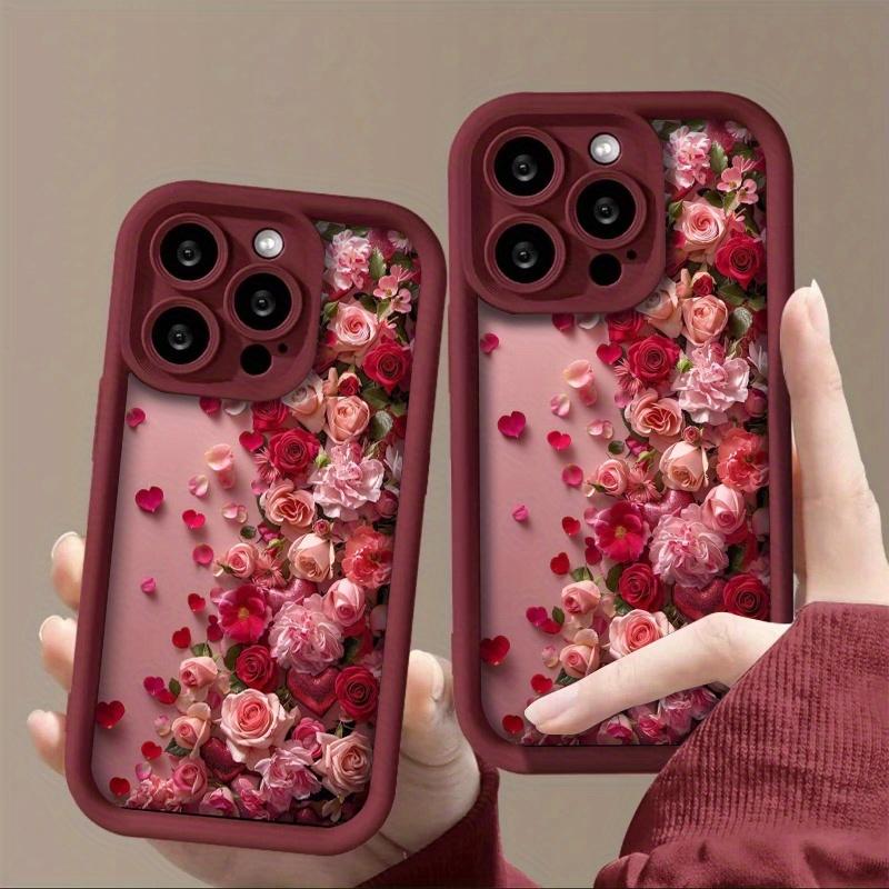 Creative Rose Heart Petal Pattern Phone Case, Suitable for Apple iPhone 17 E Air Pro ProMax iPhone16 15 14 Plus 13 12 Mini 11 X XS XR