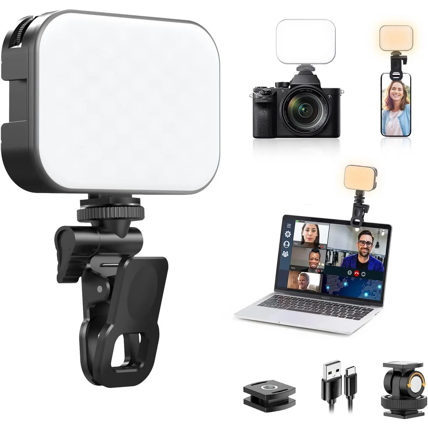 VL100X Clip- LED Fill Light, 2500-6500k Bi-Color Video Clip Light