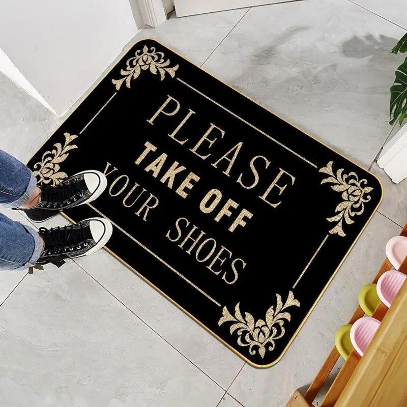Funny Welcome Mats Please Take Off Your Shoes Floor Decorative Carpet Non-slip Easy Clean Rug Room Home Office Washable Doormats