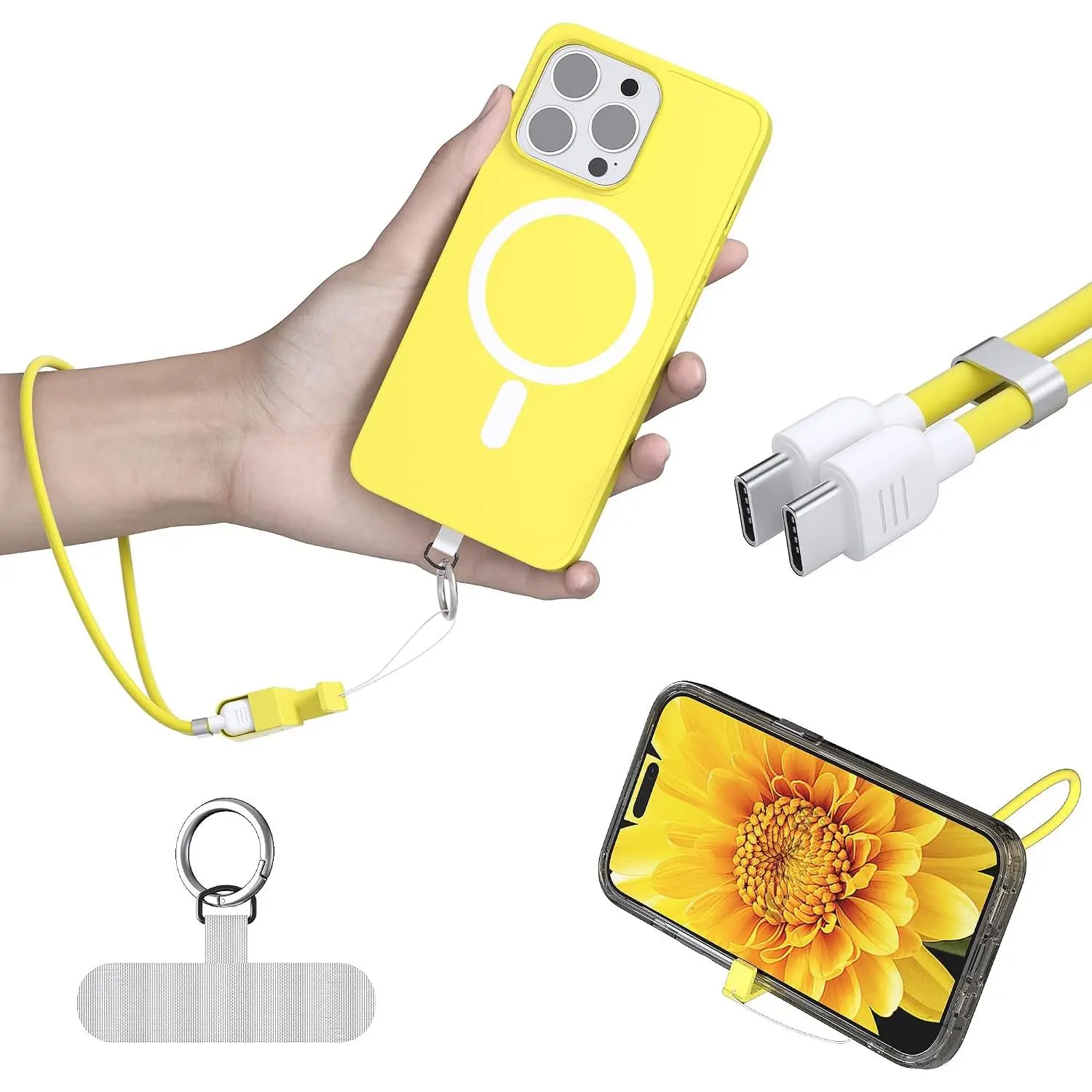 Phone Lanyard  , Wrist Strap, Portable Phone Stand, Adjustable Chargers Lanyards Usb c, Type c