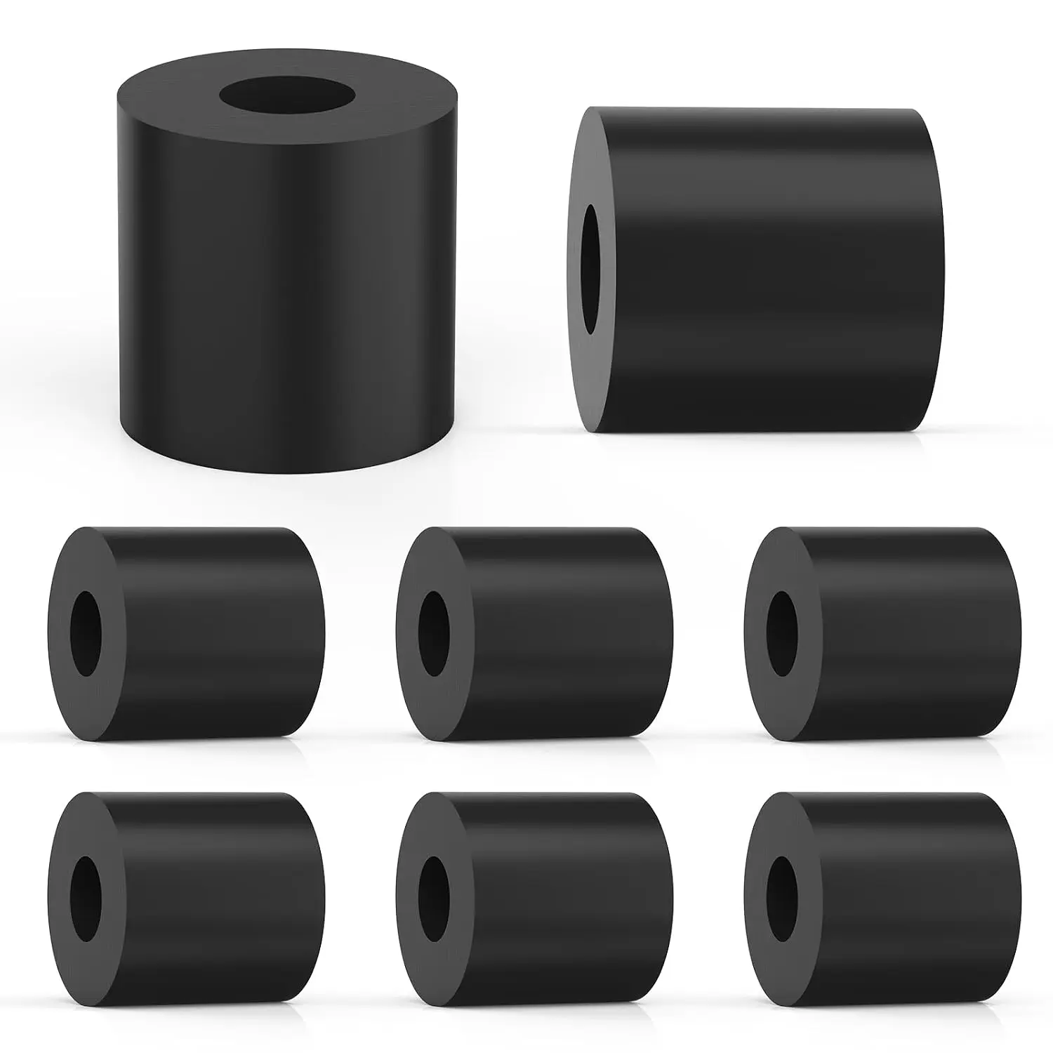 8 count Multi Purpose Rubber Spacer, 1" OD x 3/8" ID x 1" Thick Rubber Bushing Anti Vibration Spacer, Black Thick Round Neoprene Rubber Washers for  and  Accessories