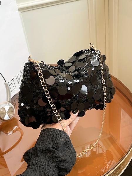 New Shiny Sequins Bag, Elegant Simple Versatile Shoulder Crossbody Bag, Crossbody Clutch Purse, High-End Design, Perfect for All Occasions