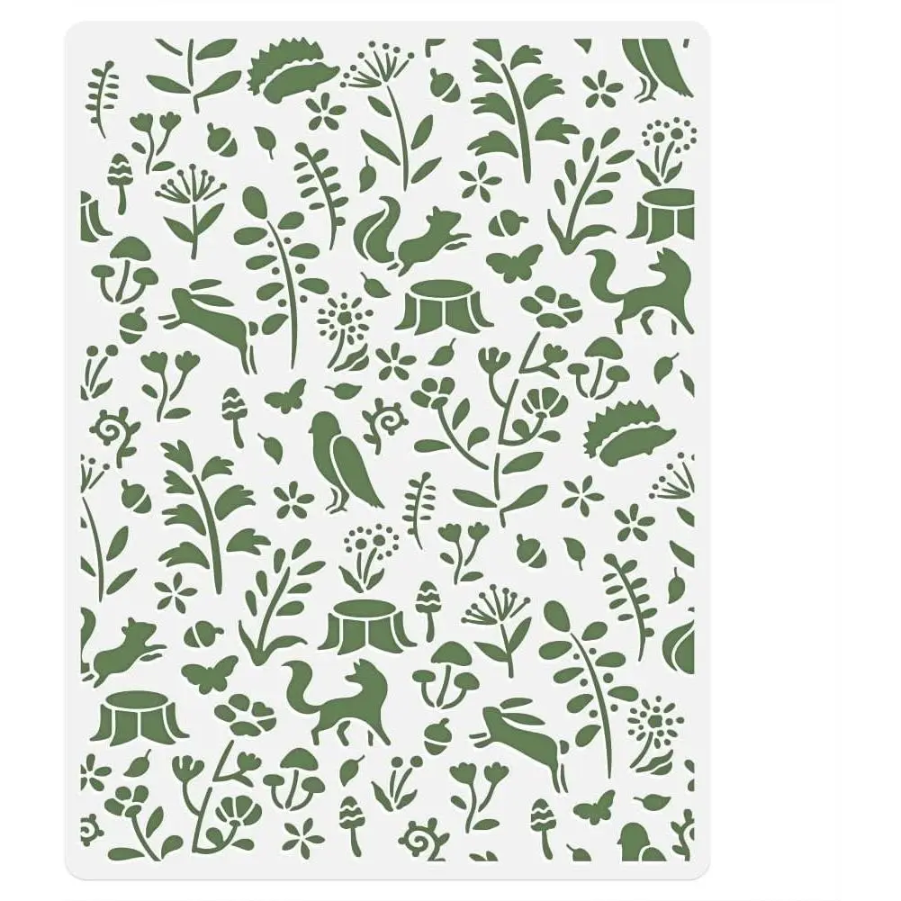 Forest Leaf Animal Stencil, Animals Reusable Painting Template | 11.8" x 15.7" Plastic Craft Stencil, Woodland Wall Stencil, DIY Home Decor Template for Wood Wall Floor Tile Fabric Glass