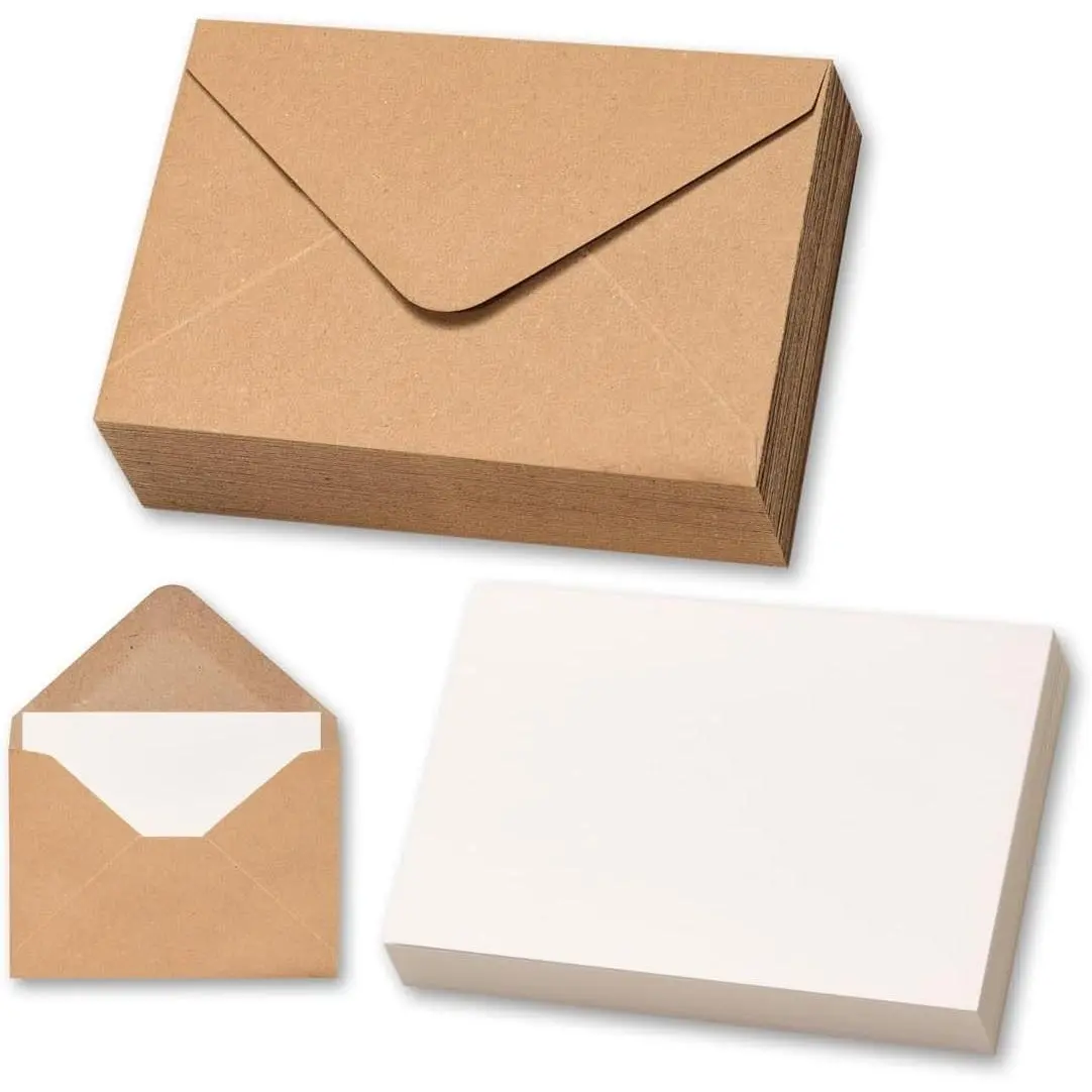 50 Sets 4x2.75" Kraft Mini Envelopes with Blank Gift Cards - Bulk Pocket Envelopes for Wedding Invitations, Graduation, Holiday Party Favors & ScrapbookingGift