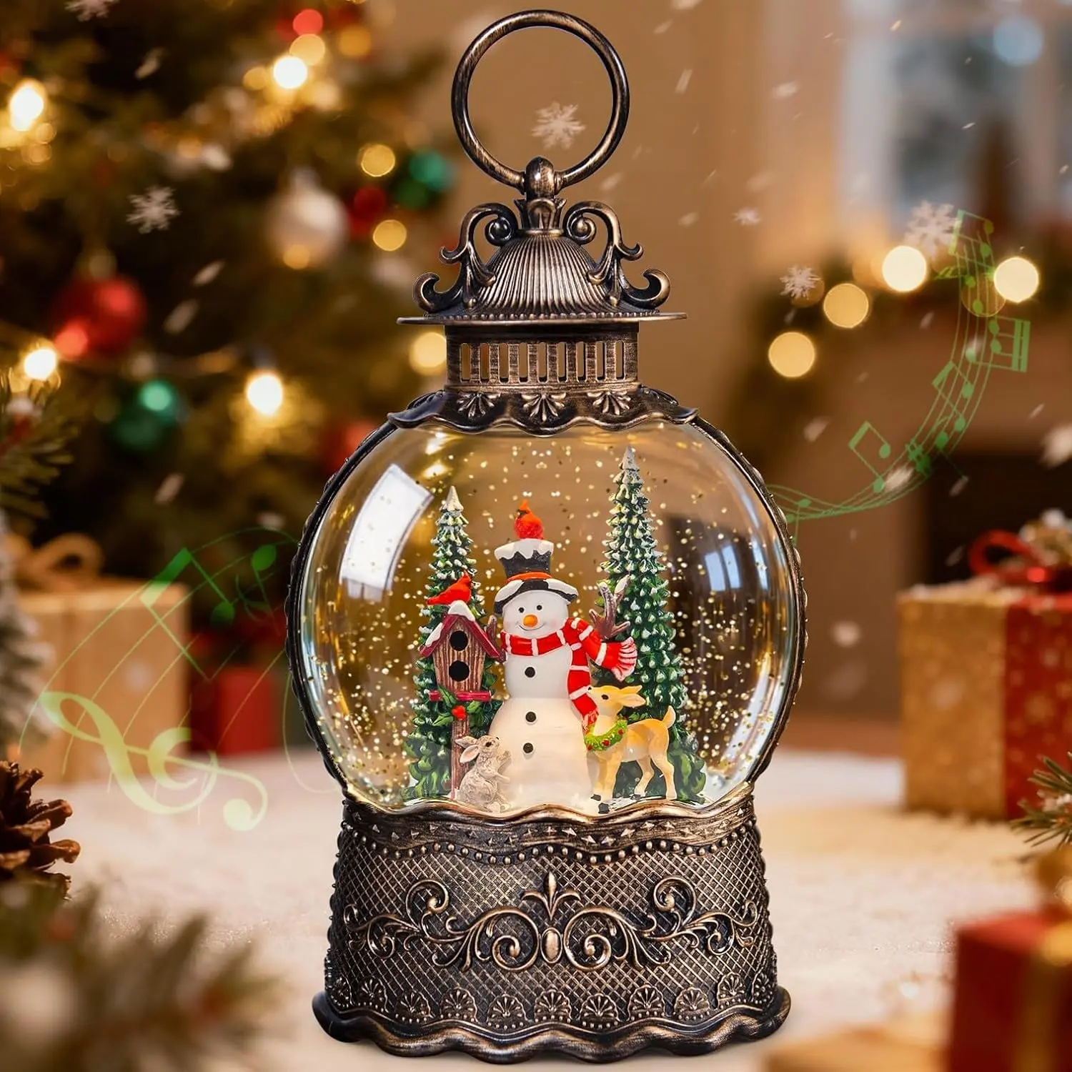 Snowman Christmas Snow Globes, 10.24" Electric Light up Snow Globe Christmas, 8  Songs 6H Timer &  Power, Musical Snowglobes Christmas Decorations Indoor Xmas Snowglobe Ornament