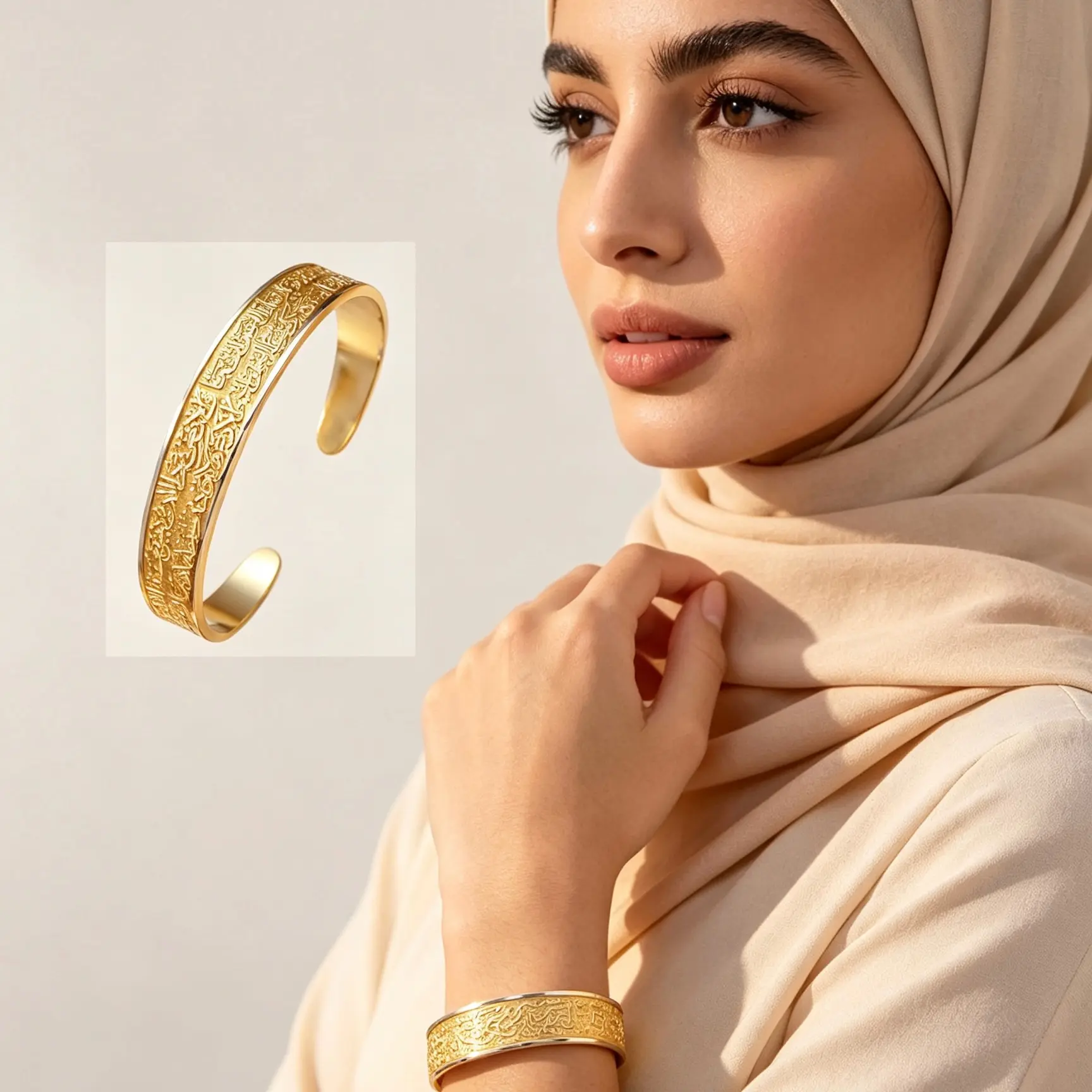 Muslim Titanium Steel Bracelet, Quranic Verse Design, Elegant Women and Girls Jewelry, Allah Name Pendant, Perfect Gift