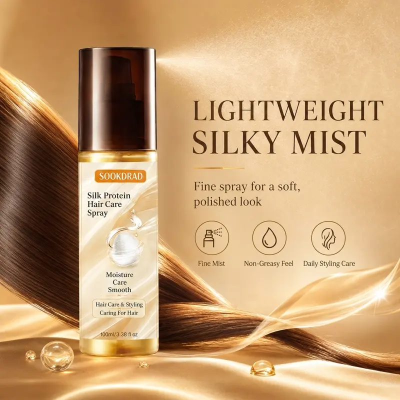 Hair Care Spray, contains silk protein, moisturizing, smoothing, for hair, suitable for men and women, hair care, hair styling, 100ml/3.38 fl oz