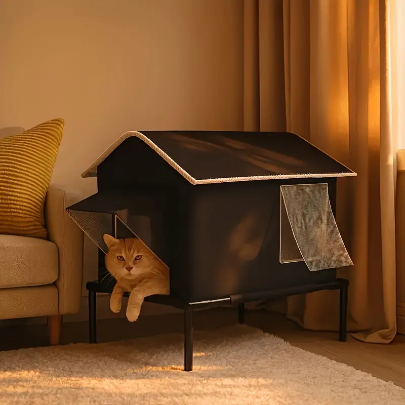 1 all season outdoor cat house - raised base insulation for warm winter living, durable homeless cat house, suitable for stray cats and small dogs, all season pet bed, classic style, easy assembly, ideal gift for pet lovers
