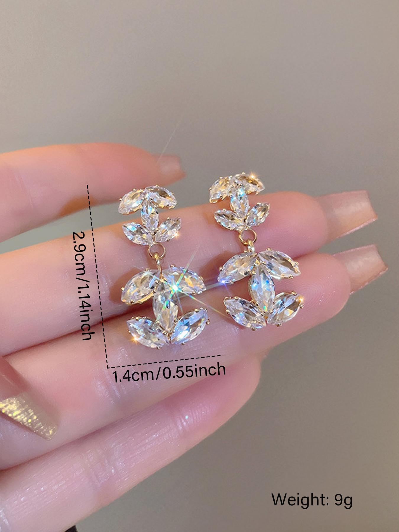 Rhinestone Decorated Earrings, Fashionable Jewelry for Women & Girls, Trendy All-match & Exquisite Jewelry for Birthday Gift