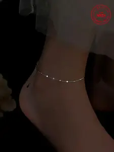S925 Sterling Silver Simple Geometric Design Anklet for Women, Anklets Jewelry, Fashion Jewelry for Party, Daily Clothing Decor, Trendy All-match & Exquisite Jewelry for Gift