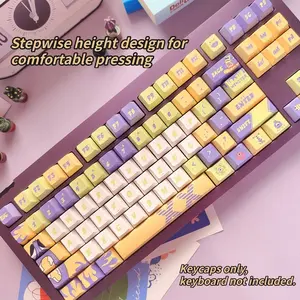 New Monster Invasion Theme 120 Key Pbt Keycaps, Cherry High Profile Design, Full Color Hot Foil, Durable Anti-Grease, Fits 61-108 Keys Mechanical Keyboard