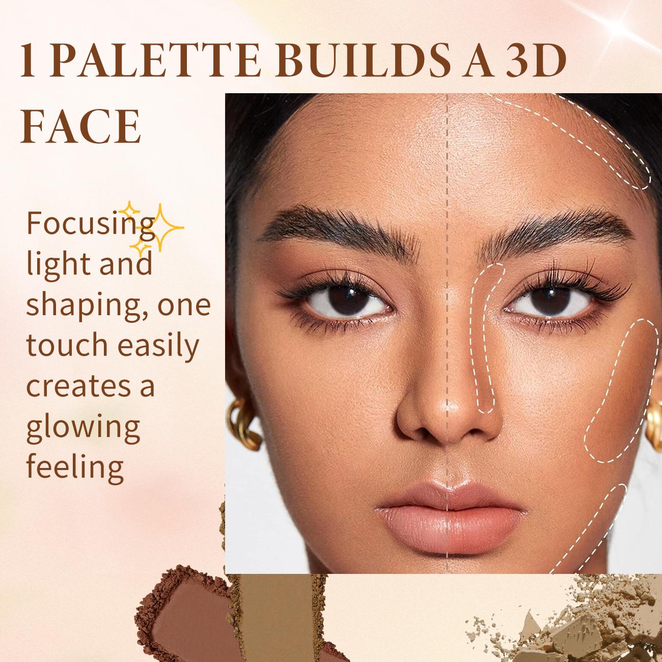 2 Color Contouring Palette, 1 Count Long-lasting Matte Bronzer Palette, Cheek Contour Press Powder, Makeup Gift for Women, Daily Makeup, Matte Buildable Contour, Contour Powders