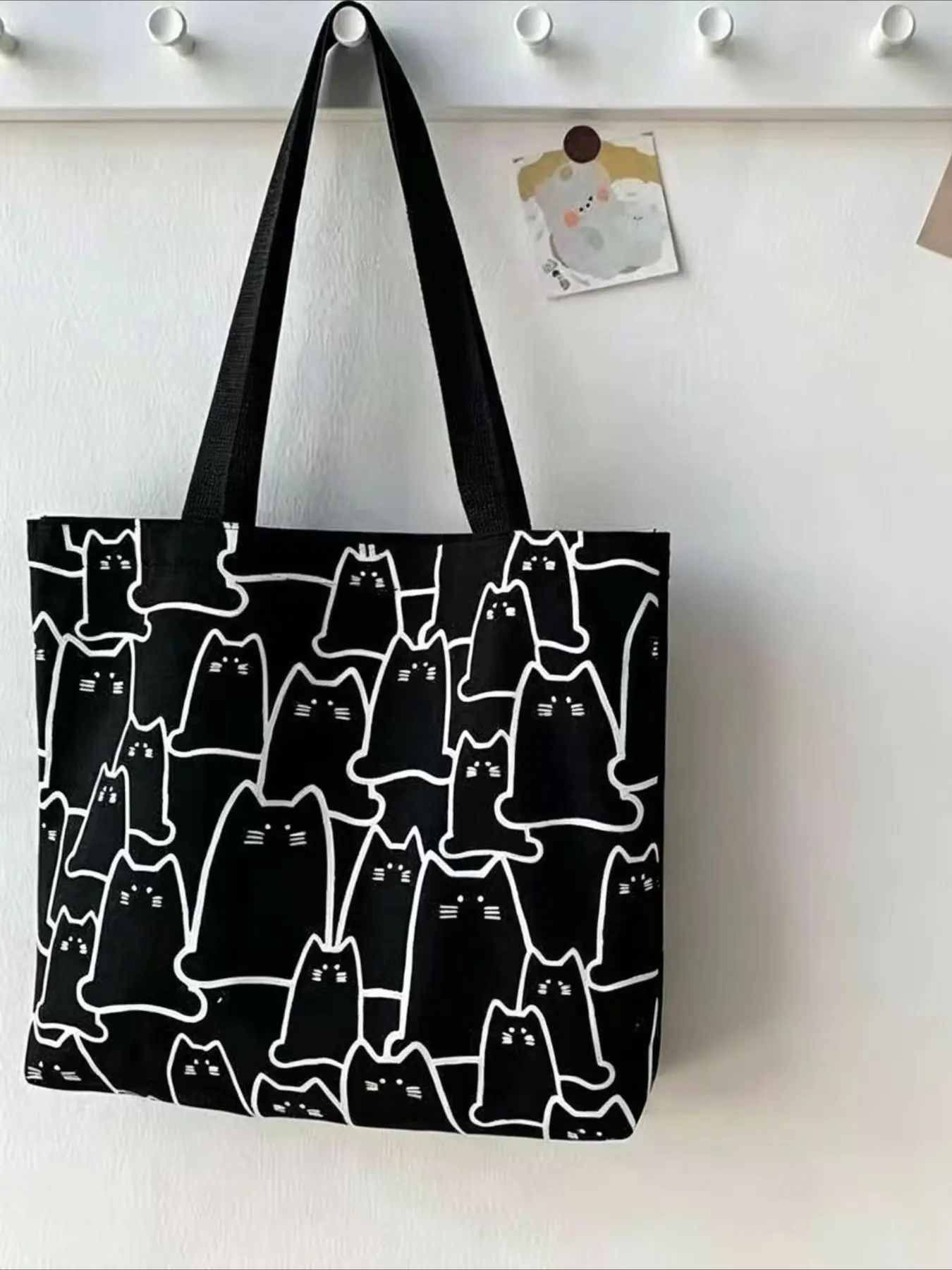 Cute Bunny Knit Shoulder Bag, Unique Design Handbag for Students, Large Capacity Canvas Tote, Perfect for Commuting and Daily Use