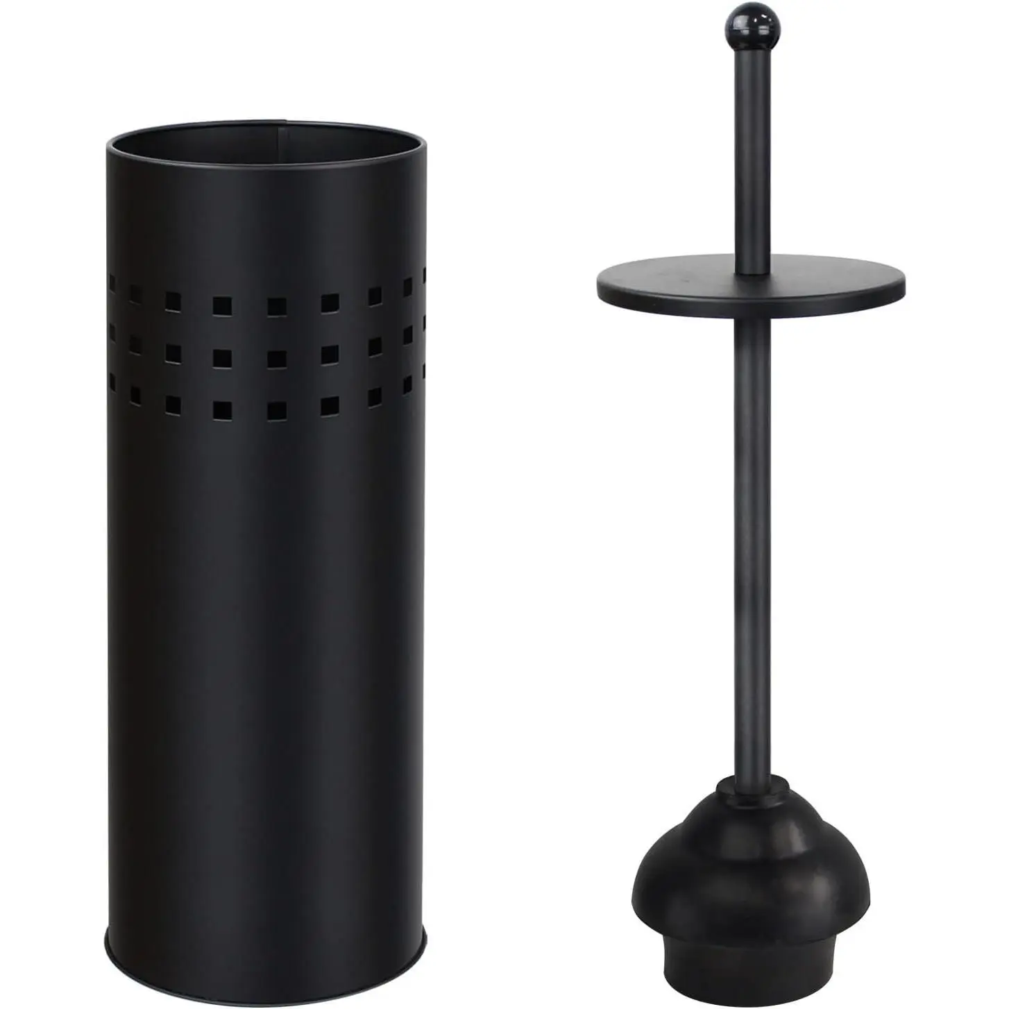 Blue Donuts Black Toilet Plunger with Holder Household Set, Multi-Drain Suitable for Bathroom Bathtubs, Quick-Dry Bathroom Home Supply
