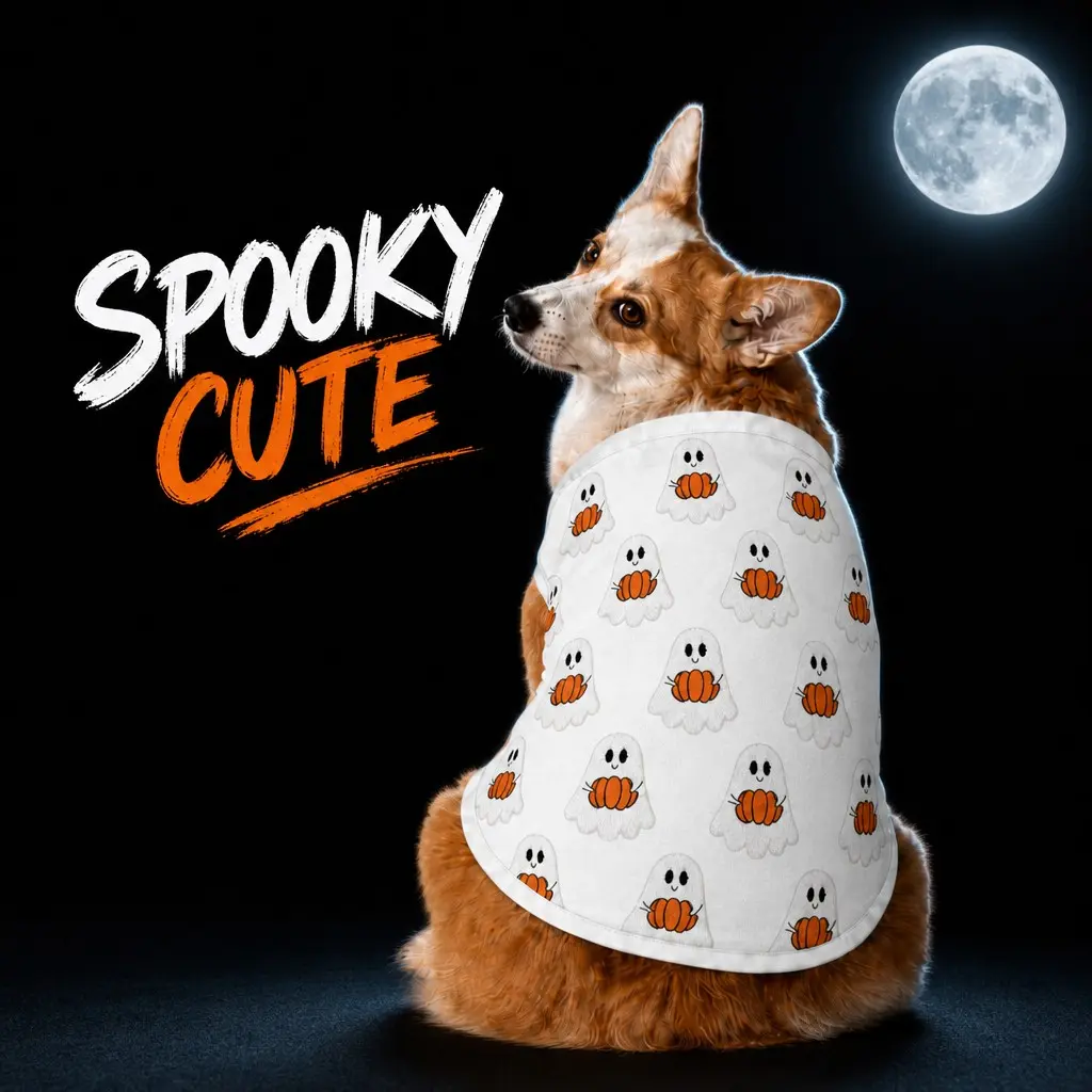 Cute Spooky Ghost Pumpkin Halloween Dog Clothes, Cool Touch Pet T-Shirt, Lightweight Breathable Single-Layer Puppy Vest, Festive Costume with Cooling Sensation for Medium Large Dogs, Soft Easy Wash Trick or Treat Apparel, Husky Clothes