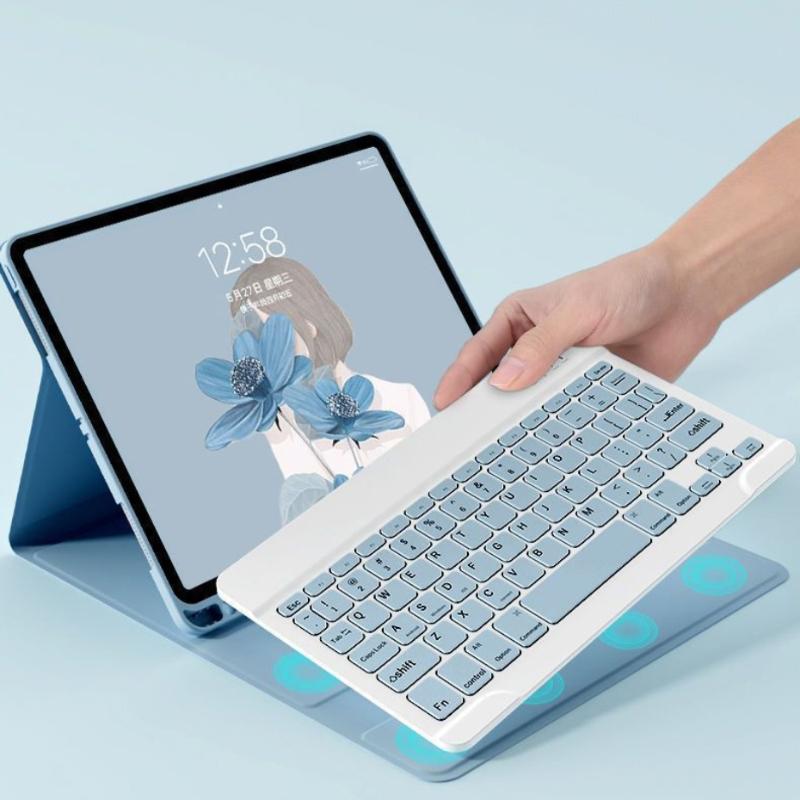 Foldable Case for iPad 10th 2022 10.9 Inch Pro 11 Case with Keyboard for iPad 10.2 7 8 9th Air 4 5 Cover Air 3 Pro 10.5 Tablet Back Shell with Bluetooth Keyboard Tablet Protective Cover