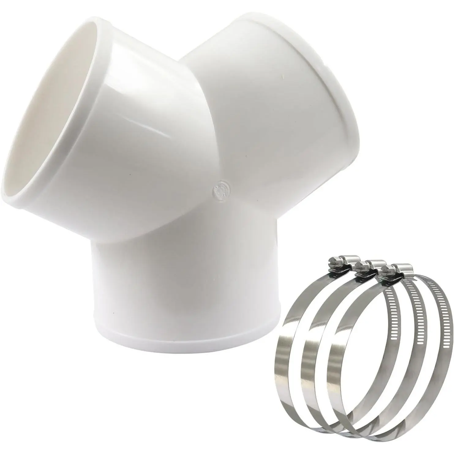 4 Inch 3Way Duct Splitter, 3-Way Duct Connector Exhaust Fan Hose Clamps with 3 Pcs Hose Clamps, Reliable Y Shape Connector for Dryer Vent/Household Users