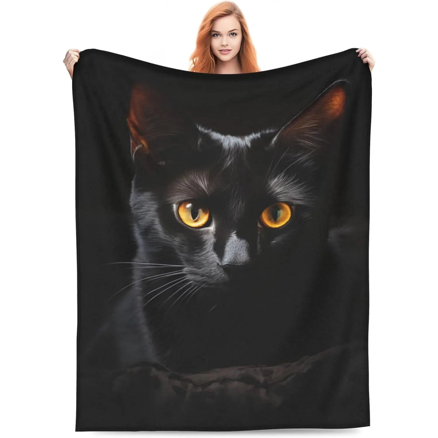 Cute Black Cat Blanket Gifts for Cat Lovers Girls Women Animal Kitten Flannel Throw Blankets for Home Couch Bed Sofa Soft Fuzzy Lightweight Decor Adults All Season