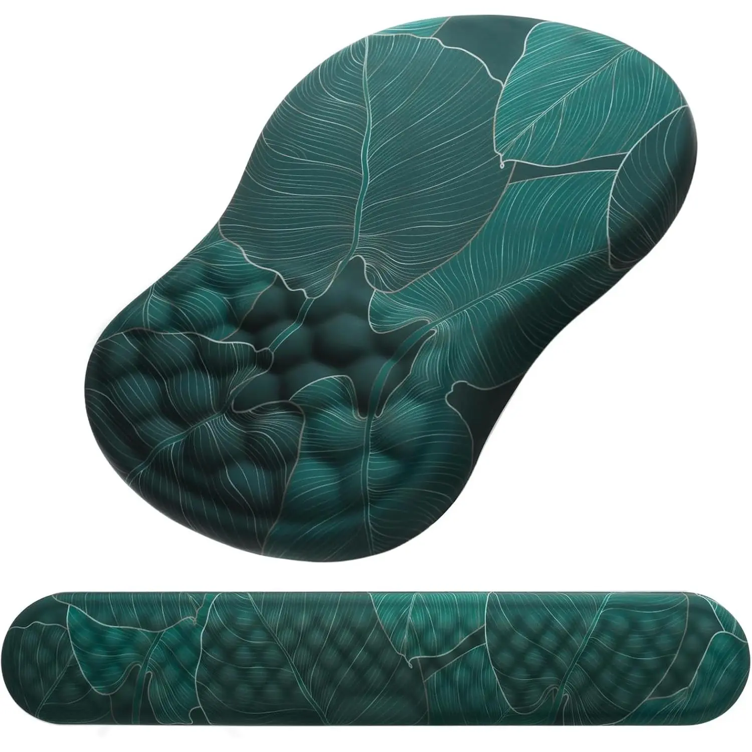 Ergonomic Memory Foam Mouse Pad with Wrist Support and Keyboard Wrist Rest Set - Non-Slip PU Base, Massage Design, Relieves Wrist Pressure for Work, Gaming & Office Use